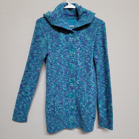 Kirra Hooded Cardigan Womens XS Button Up Fall Winter Casual Pockets Colorful - Picture 3 of 11